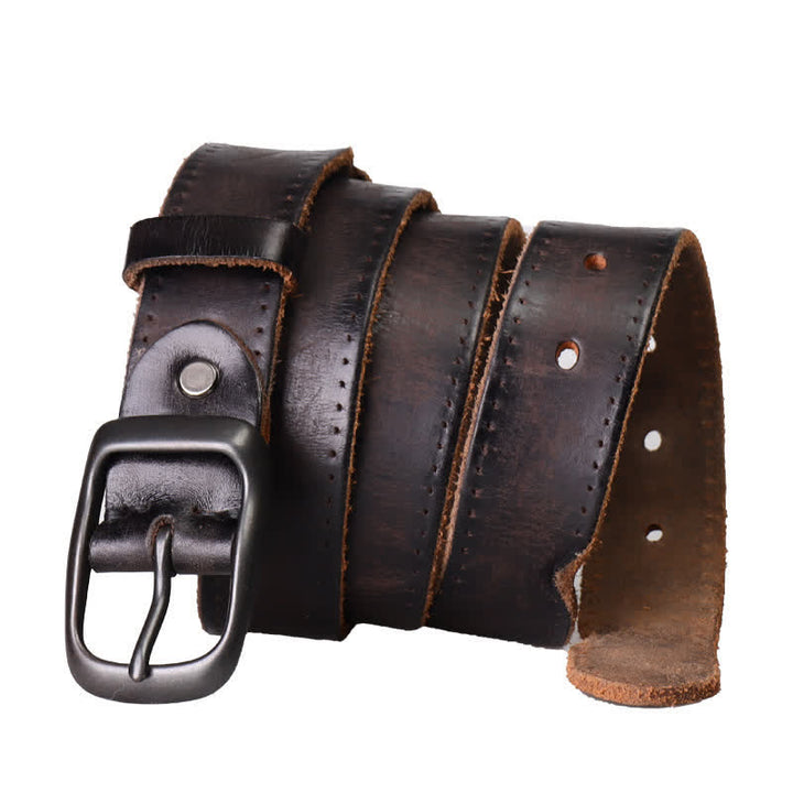 Men's Western Distressed Style Leather Belt - Black - 44 - image 9