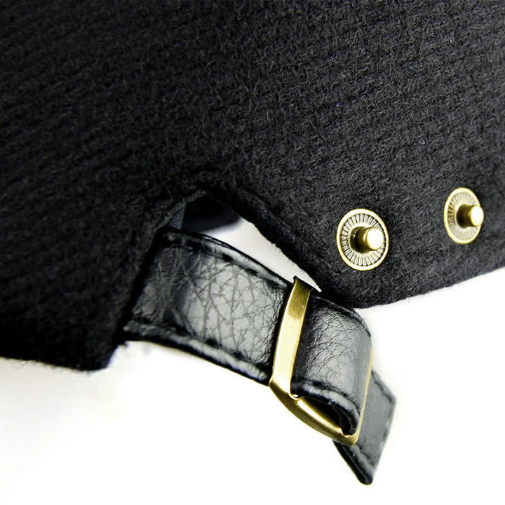 Leather Adjustable Buckle Flat Beanie Cap Beret - image 7