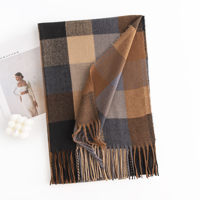 Women's Bright Vivid Colors Fringed Scarf - Brown - image 13