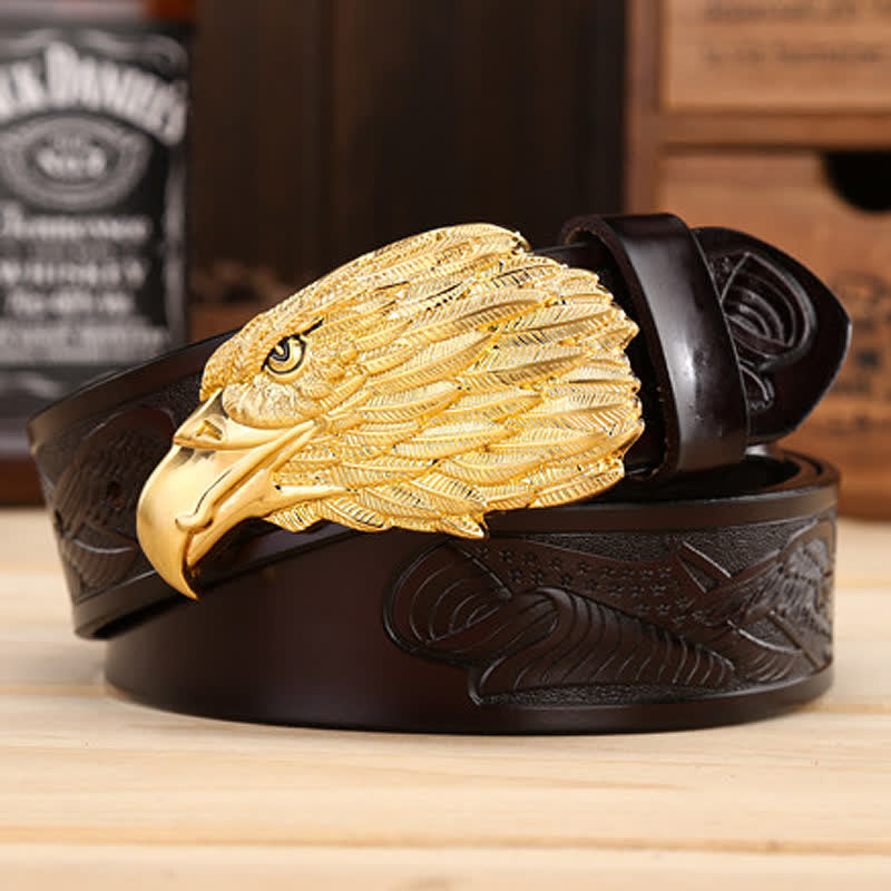 Men's Sharp Eyes 3D Vulture Head Eagle Buckle Leather Belt