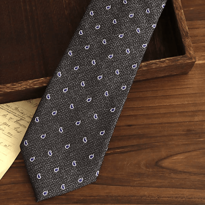 Men's Gray & Blue Micro Paisley Necktie