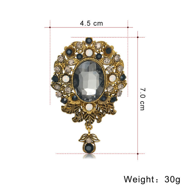 Women's Boheimia Round Crystal Waterdrop Brooch