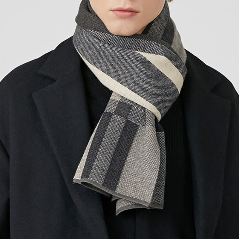 Men's Winter Classical Warm Plaid Stripe Scarf