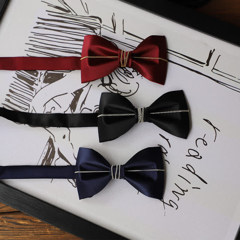 Men's Bling Chain Plain Bow Tie