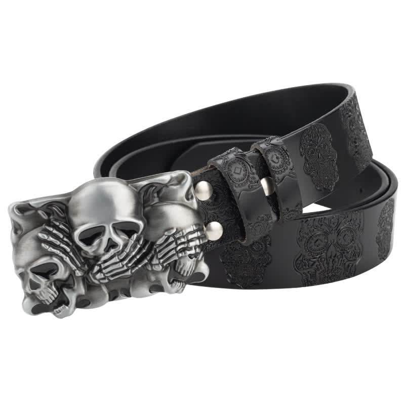 Men's Gothic Horrible Laugh Skeleton Leather Belt