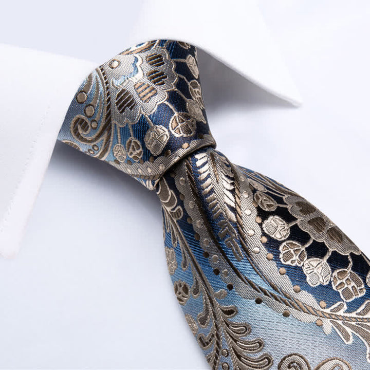 Men's Whimsy Blue & Champagne Paisley Necktie