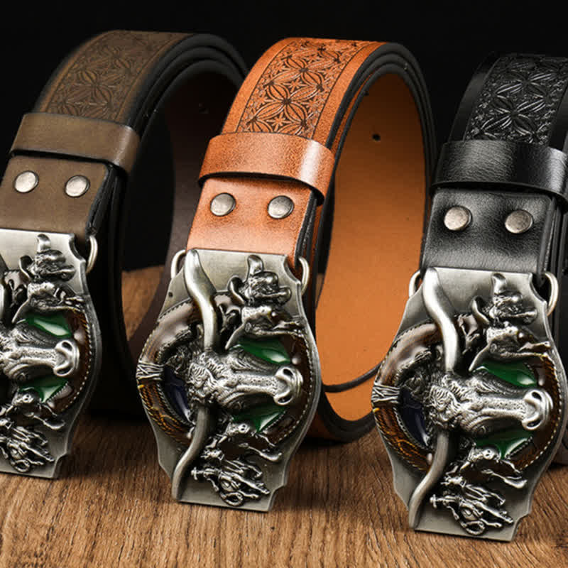 Men's Domineering Bull Head Leather Belt