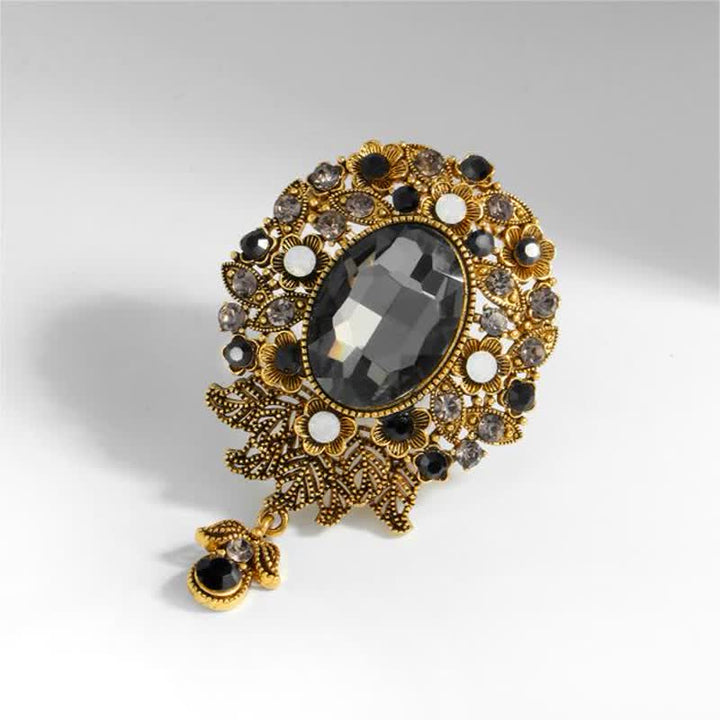 Women's Boheimia Round Crystal Waterdrop Brooch