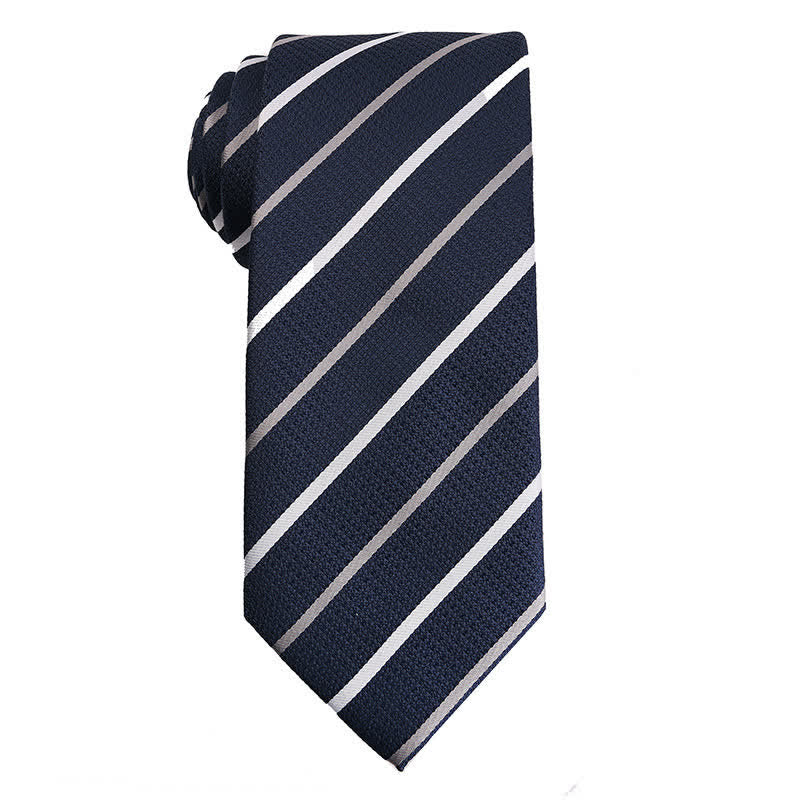 Men's Elegant Striped Series Necktie - Midnight Blue - image 7