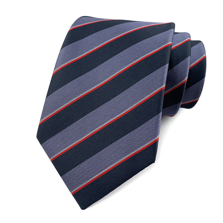 Men's Traditional Repp Striped Office Necktie - Gray & Black - image 16