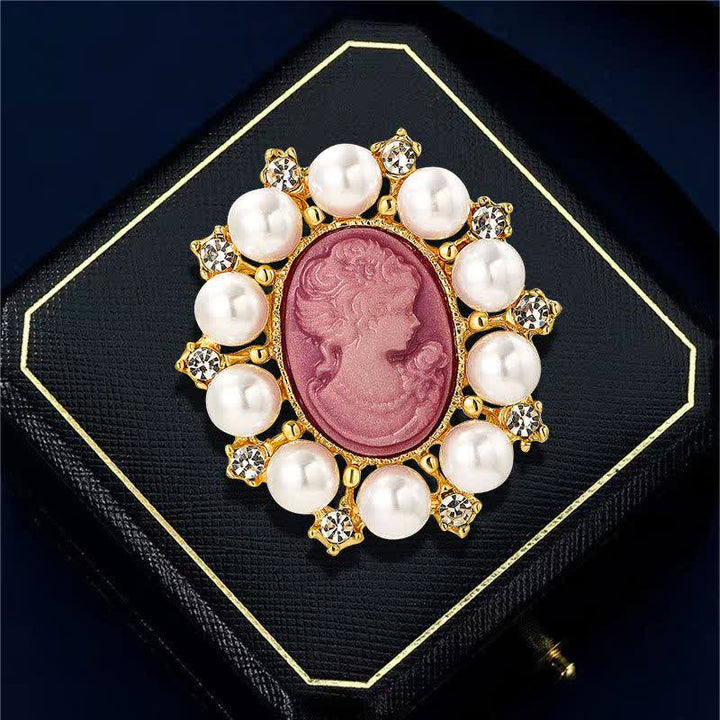 Women's Palace Relief Beauty Pearl Brooch