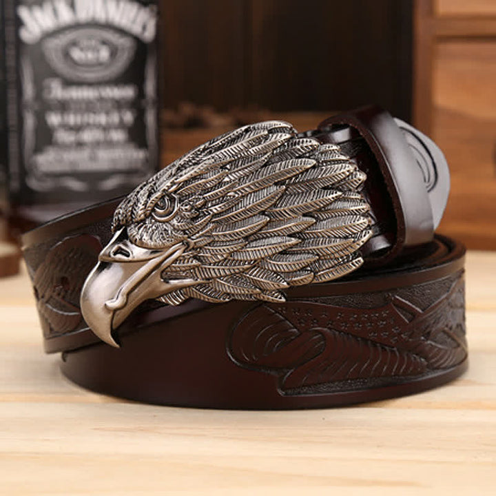 Men's Sharp Eyes 3D Vulture Head Eagle Buckle Leather Belt