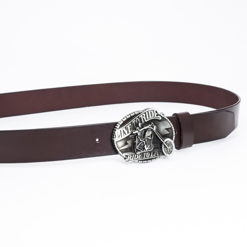 Men's Skeleton Motorcyclist Skull Leather Belt