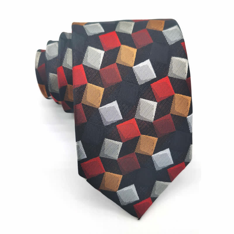 Men's Colorful Geometric Square Pure Silk Necktie