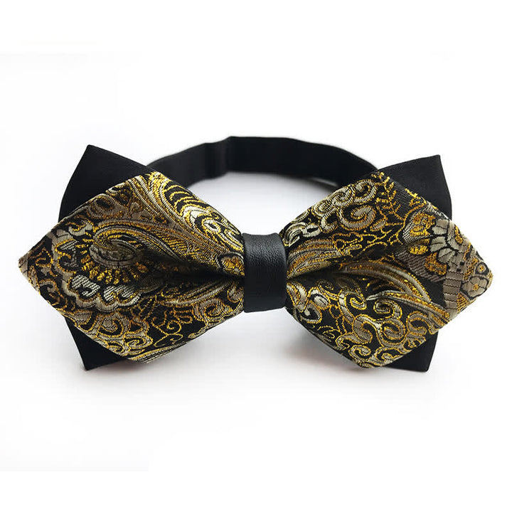 Men's Paisley Double-layer Pointed Bow Tie