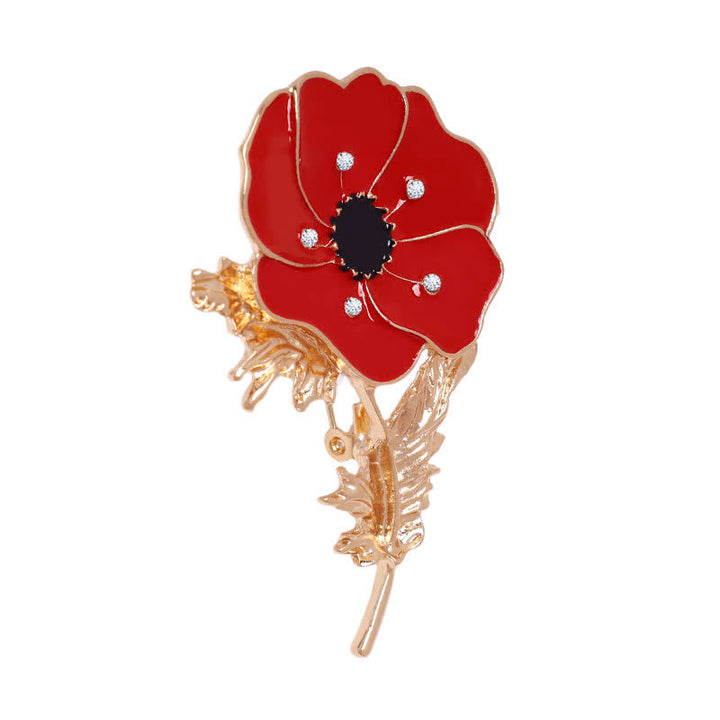 Women's Vintage Oil Painting Poppy Brooch