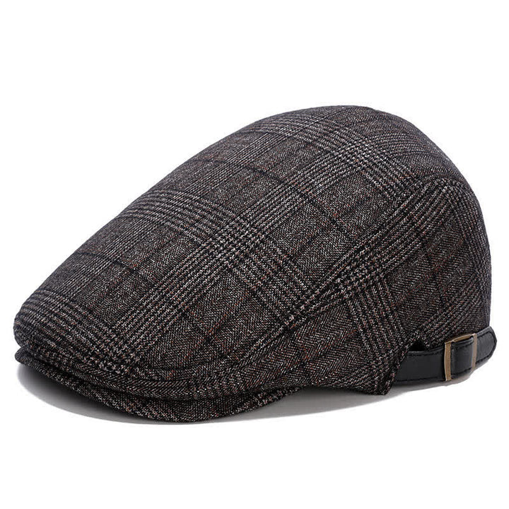 Artist Polar Fleece Plaid Flat Cap Beret - Coffee Square - Adjustable (about 22"-23 1/4") - image 10