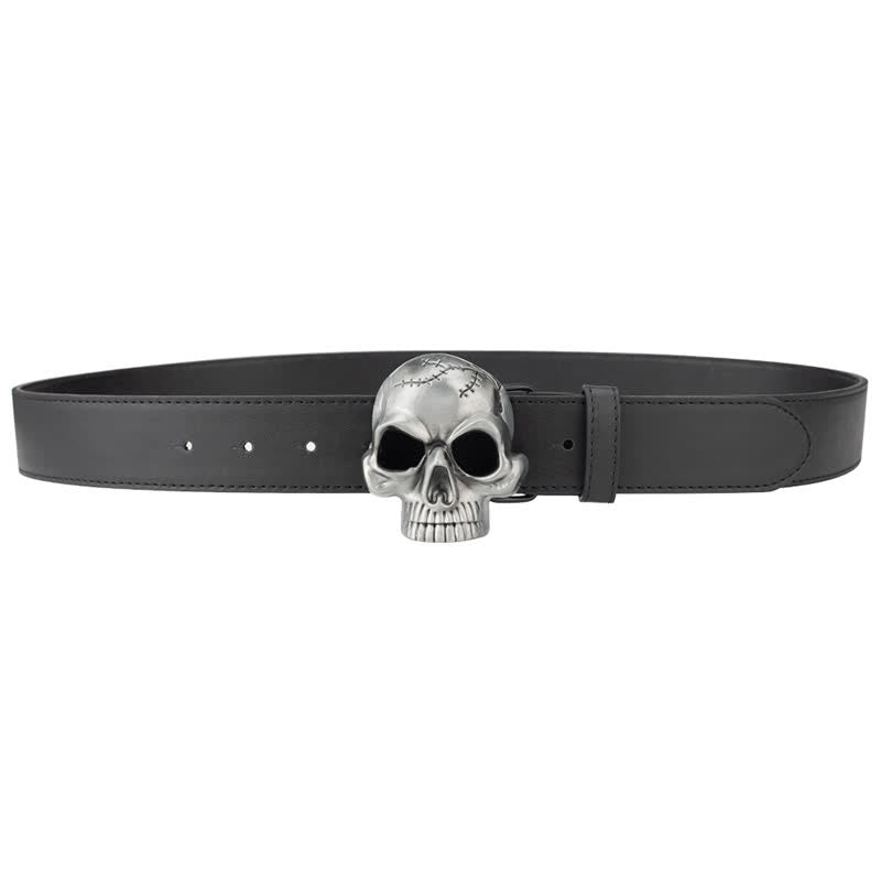 Men's Gothic Skull Face Head Leather Belt