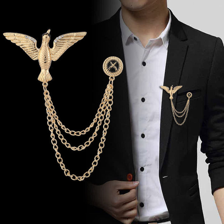 Men's Victory Bird Chain Brooch