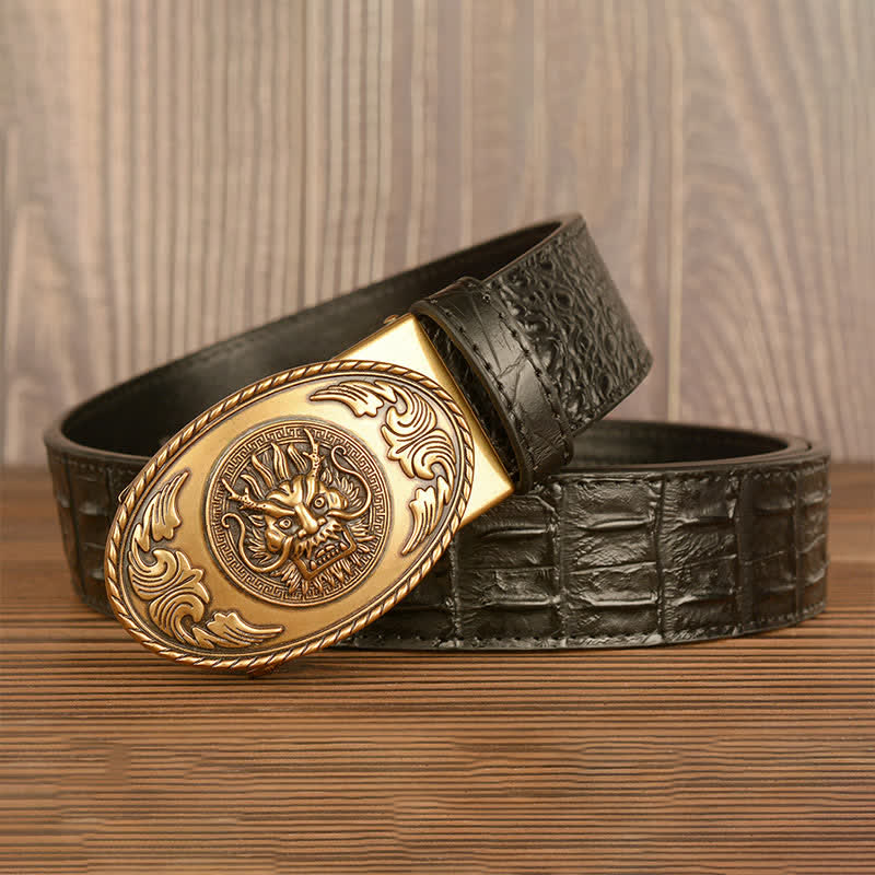 Men's Dragon Head Crocodile Pattern Leather Belt