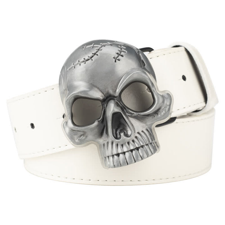 Men's Gothic Skull Face Head Leather Belt