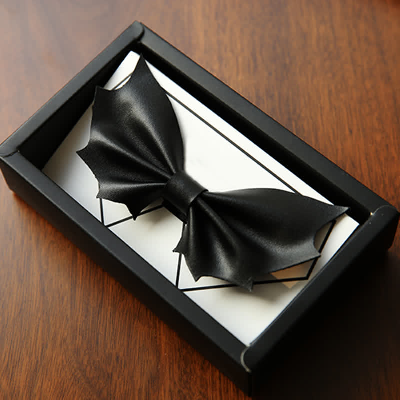 Men's Black Angel Wings Faux Leather Bow Tie - image 1
