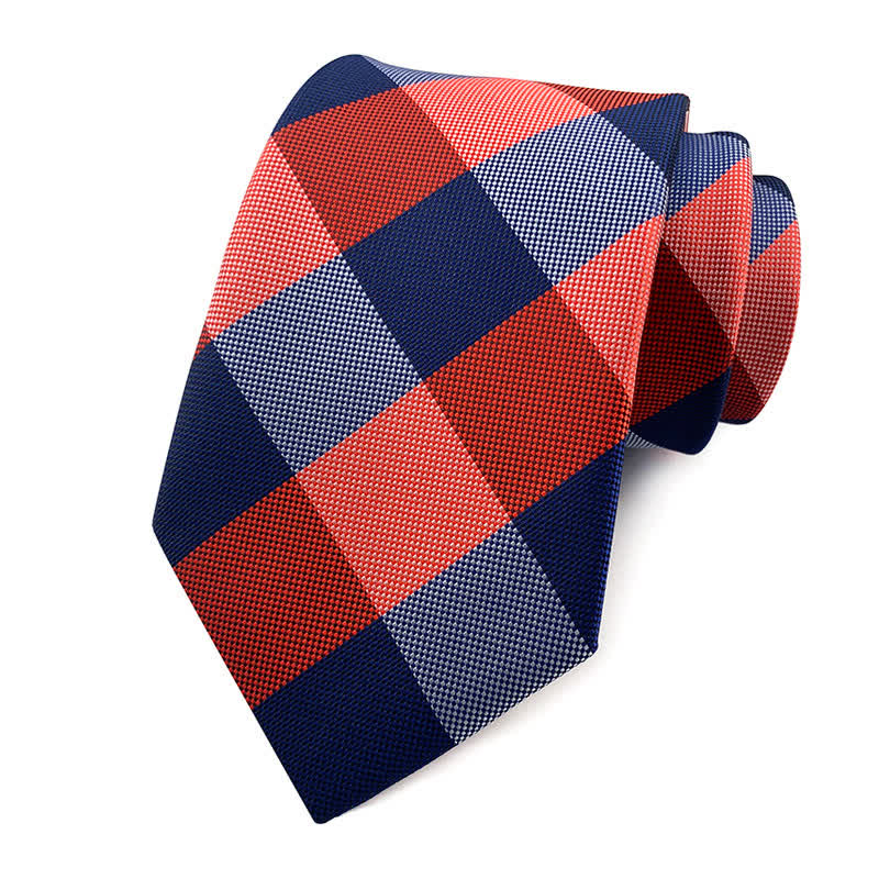 Men's Skinny Tuxedo Suit Plaid Necktie - Red - image 17