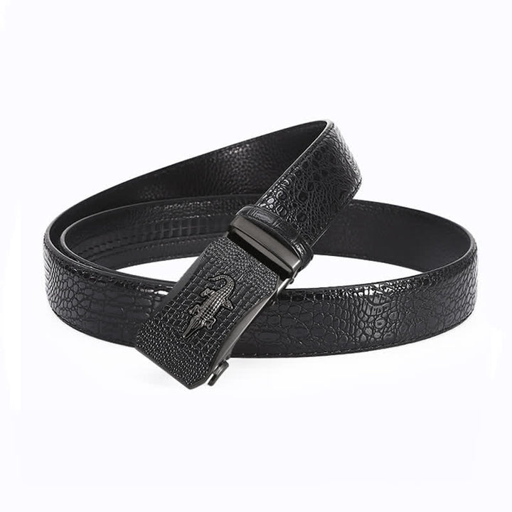 Men's Crocodile Reliefs Buckle Leather Ratchet Belt