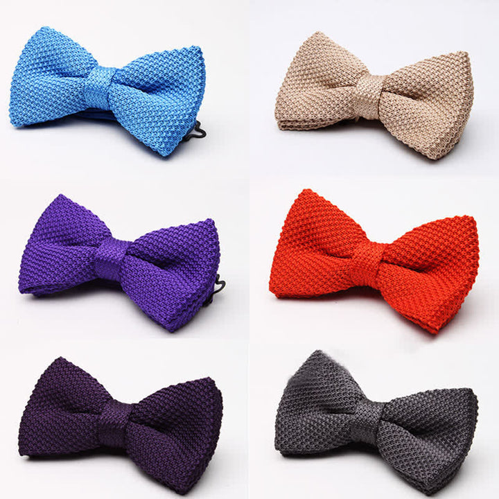 Men's Solid Color Double Layer Knitted Bow Tie