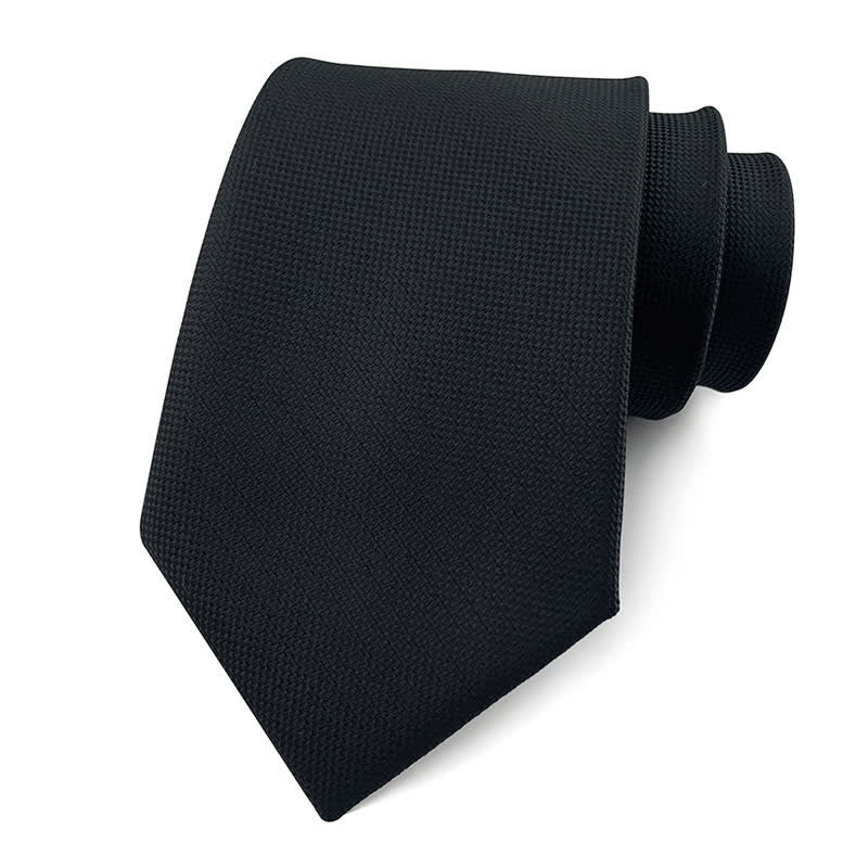 Men's Simple Solid Color Skinny Necktie - Black - image 3