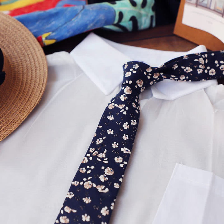 Men's Romantic Floral Skinny Necktie