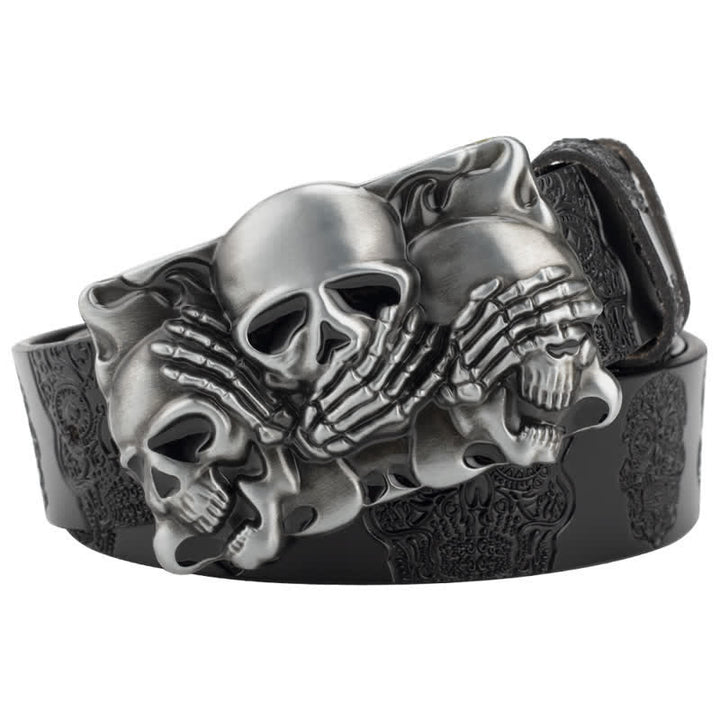 Men's Gothic Horrible Laugh Skeleton Leather Belt