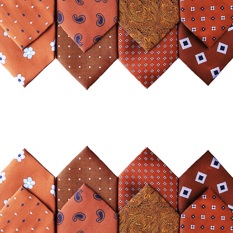 Men's Orange-Red Series Micro Motifs Necktie - image 0