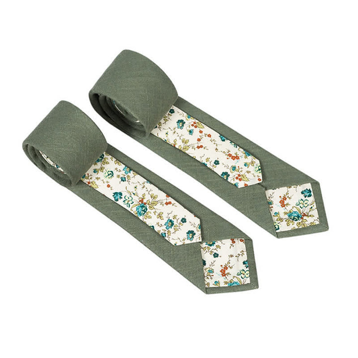 Men's Novel Plaid Floral Patchwork Necktie - DarkSeaGreen - image 20