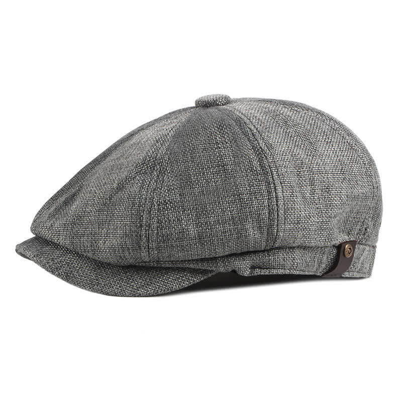 Octagonal Thin Breathable Elastic Band Beret Cap - Dark Gray - Adjustable (about 22"-24") - image 0