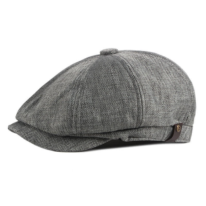 Octagonal Thin Breathable Elastic Band Beret Cap - Dark Gray - Adjustable (about 22"-24") - image 0