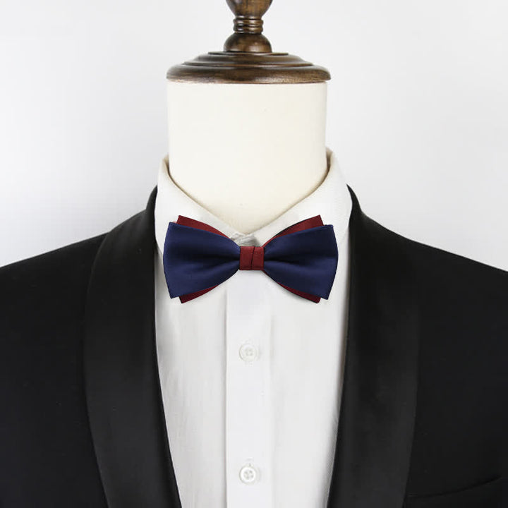 Men's Double-Layers Color Clash Bow Tie