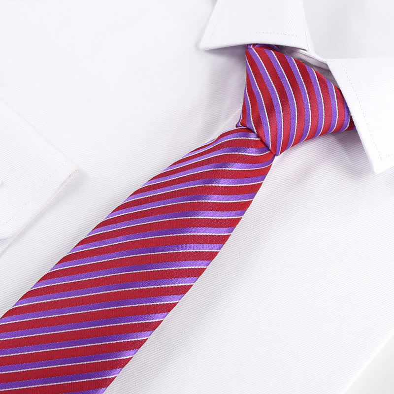 Men's Modern Textured Striped Necktie - DeepPink - image 7