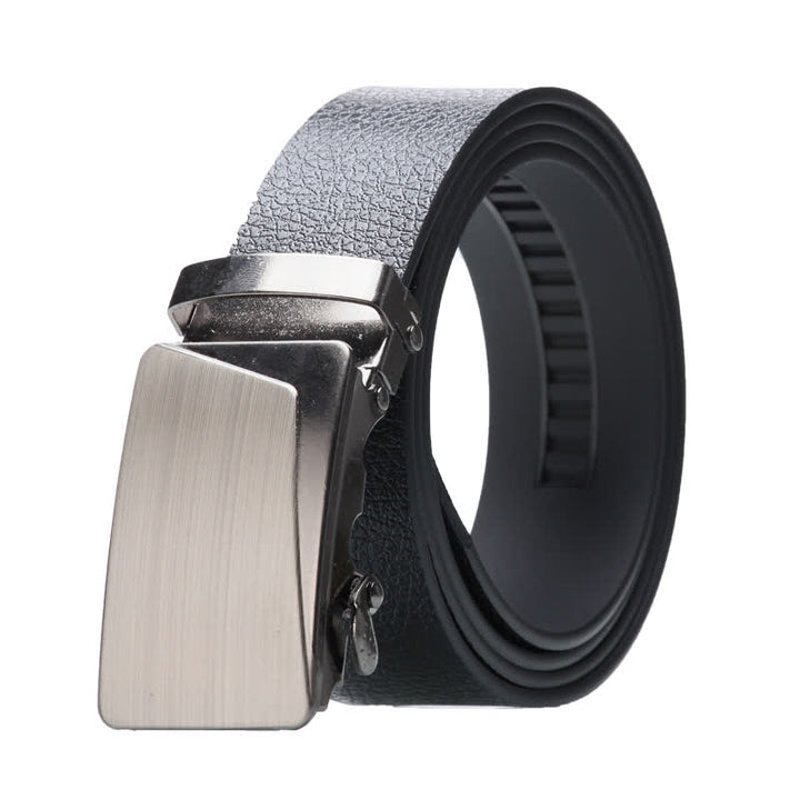 Men's Business Automatic Buckle Black Leather Belt - Style #10 - Silver - 42 - image 19
