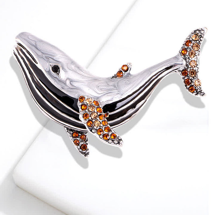 Women's Treasure Whale Enamel Brooch