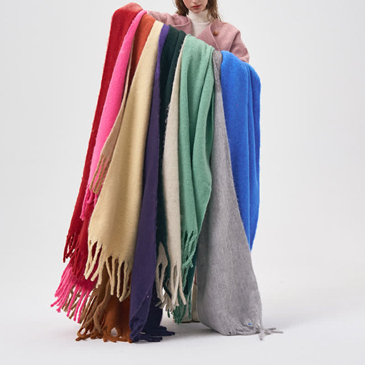 Women's Winter Simple Two-Tone Fringe Scarf