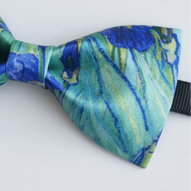 Men's Creative Oil Printing Green Iris Bow Tie