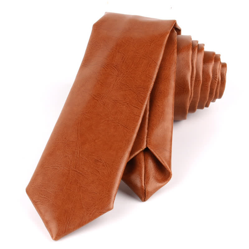 Men's Casual Narrow PU Leather Necktie