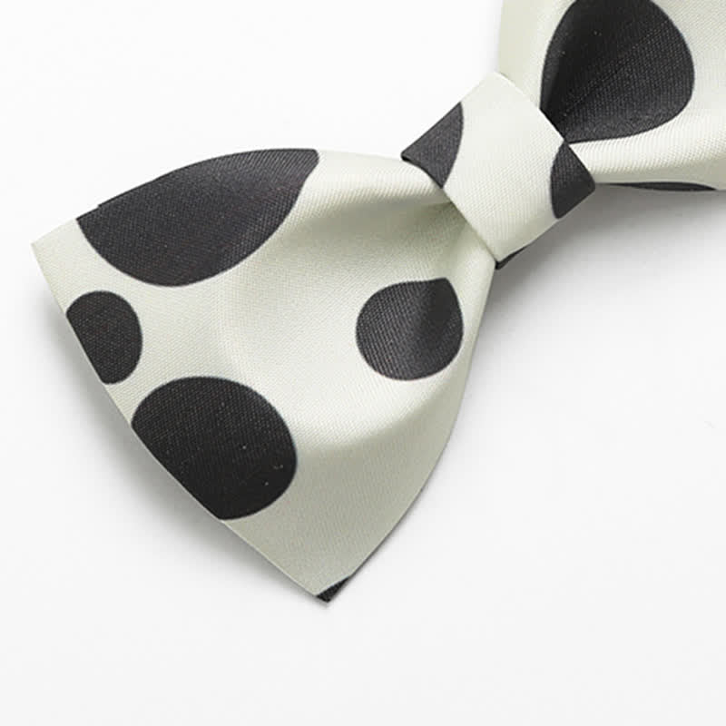 Men's Dairy Cattle Ivory & Black Polka Dot Bow Tie