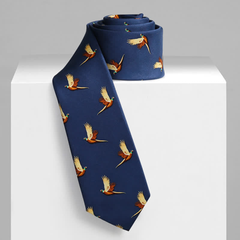 Men's Navy Blue Pheasant Flighting Necktie