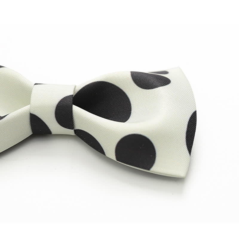 Men's Dairy Cattle Ivory & Black Polka Dot Bow Tie