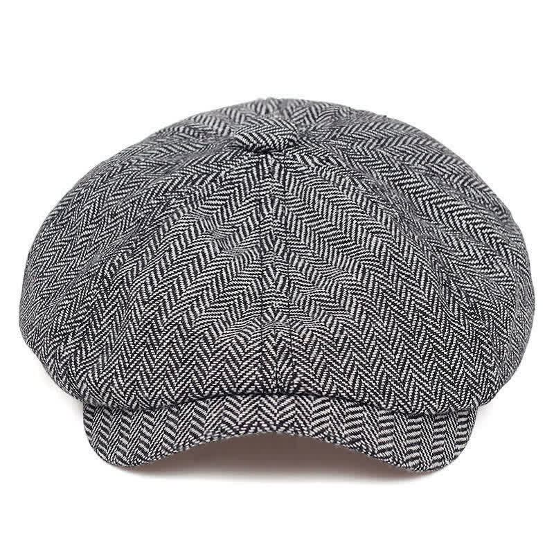 Retro Herringbone Octagonal Beret Hat - Gray - Adjustable (about 22"-24") - image 7