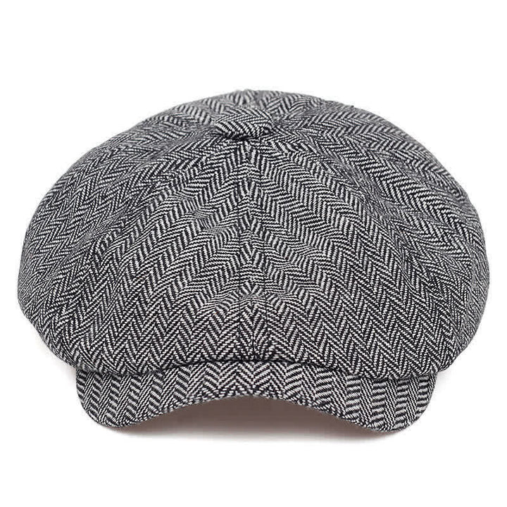 Retro Herringbone Octagonal Beret Hat - Gray - Adjustable (about 22"-24") - image 7