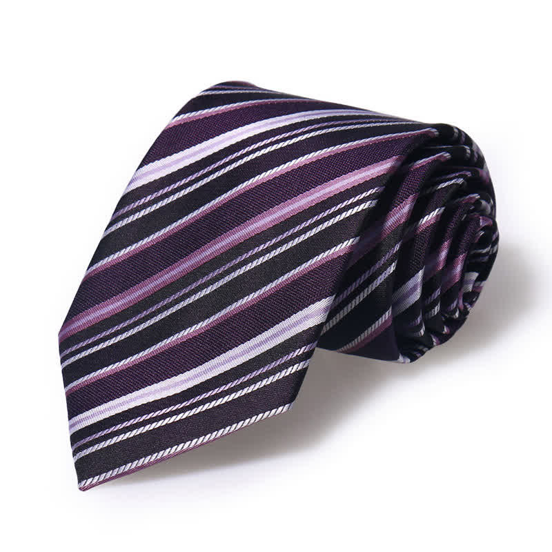 Men's Academy Business Striped Necktie - Purple - image 4