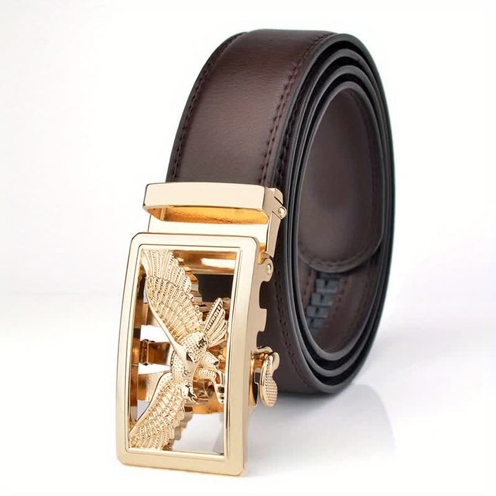 Men's Hollow Flying Hawk Eagle Decor Leather Belt